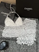 Chanel 2025M CoCo Beach Resort Collection 🖤 Floral Petal Sleeveless Top & Skirt Set - Image 20