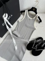 Chanel 2025SS Spring/Summer Full Collection 🎀 Color-Block Knit Set - Crew Neck Stretch Top/Dress/Tank (Brightening & Elegant) - Image 41
