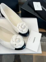 Chanel 2025S New Collection 🌺 Leather Camellia Flats - 3D Floral Logo & Round-Toe Ballet Shoes - Image 24