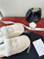 Chanel 2025 Fall/Winter Collection 🦙 Plush Big Logo Slippers - Extra-Thick Wool & Chunky Platform Sole - Image 16