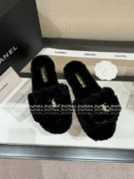 Chanel 25B Fall/Winter Collection 🐑 Backpack Buckle Slides - Shearling Loafers with Metal Logo - Image 21