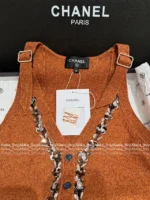 Chanel 25A Haute Atelier Collection ❕ Strap Detail Camisole - Sequined Embroidered Logo & Lace Trim Wool Vest - Image 31
