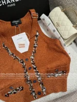 Chanel 25A Haute Atelier Collection ❕ Strap Detail Camisole - Sequined Embroidered Logo & Lace Trim Wool Vest - Image 30
