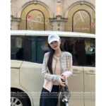 THOM BROWNE 2025SS Spring/Summer Collection 👧 Grey-Pink Plaid Knit Set - Round Neck Vest/Cardigan - Image 22