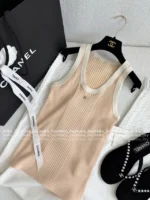 Chanel 2025SS Spring/Summer Full Collection 🎀 Color-Block Knit Set - Crew Neck Stretch Top/Dress/Tank (Brightening & Elegant) - Image 34