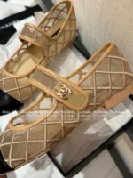 Chanel 25M Coco Beach Collection 🔎 Mesh Embroidered Quilted Mary Janes - Round Toe & Lambskin Lining for Comfort - Image 40