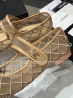 Chanel 25M Coco Beach Collection 🔎 Mesh Embroidered Quilted Mary Janes - Round Toe & Lambskin Lining for Comfort - Image 38