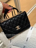 Chanel 2025S Sakura Pink Edition 🌸 Heavy Crystal-Embellished CC Handle Bag - Trendy Letter Logo w/ Detachable Chain ⛓️ - Image 32