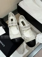 Chanel 25M Coco Beach Collection 🔎 Mesh Embroidered Quilted Mary Janes - Round Toe & Lambskin Lining for Comfort - Image 64