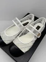 Chanel 25M Coco Beach Collection 🔎 Mesh Embroidered Quilted Mary Janes - Round Toe & Lambskin Lining for Comfort - Image 45