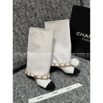 Chanel 2025 Fall/Winter Must-Have Combat Boots ❕ 100% Genuine Leather Wide-Cuff Metal Chain ⛓️👢 Leg-Lengthening Boots - Instantly Create the Illusion of Longer Legs! - Image 9