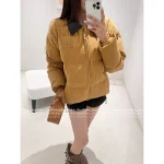miumiu 2025 Early Fall/Winter Collection 🤎 Leather-Trimmed Corduroy Lapel & Letter Logo Puffer Coat with 90% National Standard White Duck Down