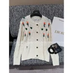 Dior 2025 Fall/Winter Collection 🌷 Round-Neck Floral Crochet Embroidery Letter Logo Wool Knit Cardigan for Women - Image 7