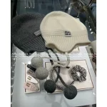 miumiu 2025 Early Fall/Winter Collection 🎩 Adorable Pom-Pom Pendant Cashmere Knit Beanie / Ushanka Hat - Image 11