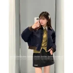 miumiu 2025 Early Fall Collection 🆕 Letter Logo Color-Block Corduroy Lapel Wool-Blend Cotton Coat for Women
