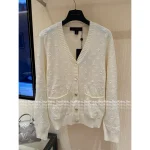 Louis Vuitton 2025 Autumn/Winter Collection 🤍 Embroidered Ingot Pattern Jacquard Logo Knit Cardigan - Full Color Range Available in Imported Kashmir Cashmere - Image 6