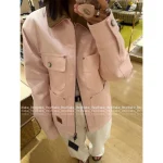 Louis Vuitton 2025 Early Fall Collection 🌸 Pharrell Williams Collaboration Celebrity Same Style Heavy Enzyme Wash Sakura Pink Lapel Denim Jacket - Image 3