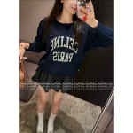 Celine 2025 Early Fall/Winter Collection 💙 Printed Letter Logo Navy Blue Pullover Hoodie for Women - Image 12