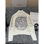 Dior 2025 Fall/Winter Collection ⭐️ Back Embroidery & Jacquard Zodiac Zip-Front Wool-Silk Blend Knit Coat for Women - Image 2