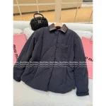 miumiu 2025 Early Fall/Winter Collection 🆕 Leather-Trimmed Lapel Corduroy Pocket Letter Logo Quilted Puffer Coat - Image 11