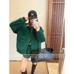 miumiu 2025 Early Fall/Winter Collection 🍏 Vintage Corduroy Green Pocket Lapel Bomber Jacket / Metal Belt Midi Skirt - Image 2