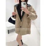Prada 2025 Early Fall Collection 🔍 Triangular Badge Logo Reversible Hooded Trench Coat 🧥 - Image 2