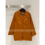 Prada 2025 Early Fall Collection 🧳 Lapel Embroidered Letter Logo Mid-Length Trench Jacket - Image 2