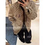 Louis Vuitton 2025 Early Fall/Winter Collection 🐵 Wool Blend Mock Neck Embroidered Letter Logo Zip-Front Jacket Loose Fit - Image 5