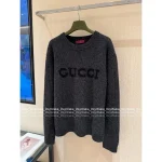 Gucci 2025 Early Fall/Winter Collection 🩶 Cashmere/Wool Blend Round Neck Jacquard Letter Logo Pullover Sweater