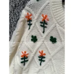 Dior 2025 Fall/Winter Collection 🌷 Round-Neck Floral Crochet Embroidery Letter Logo Wool Knit Cardigan for Women - Image 6
