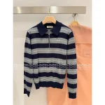 miumiu 2025 Early Fall/Winter Collection 🆕 Lapel Polo Collar Jacquard Letter Striped Wool Knit Pullover for Women