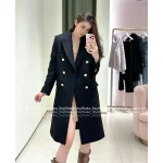 BALMAIN 2025 Fall/Winter Collection 🖤 Heavyweight Imported Australian Wool Melton Double-Breasted Mid-Length Coat for Women - Image 9