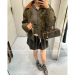 miumiu 2025 Fall/Winter Collection Suede & Quilted Pocket Detail Military Green Insulated Cotton Coat for Women - Image 15