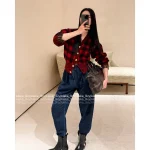 Louis Vuitton 2025 Early Fall/Winter Collection ♥️ Red Plaid Metal Button 100% Imported Wool Knit Cardigan - Image 13