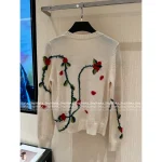 BARRIE G-Dragon Same Style 🌹 2025 Early Fall/Winter Collection 100% Kashmir Cashmere Rose Embroidery & Jacquard Knit Cardigan - Image 11
