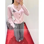 Vivienne Westwood 2025 Early Fall/Winter Collection 🪐 Saturn Jacquard Logo Round Neck Wool Knit Cardigan for Women - Image 7
