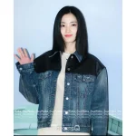 Prada 2025 Early Fall Collection 🔍 Leather-Trimmed Lapel Denim Jacket for Women - Heavy Enzyme Wash Denim Fabric - Image 5