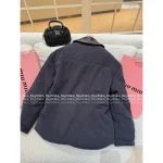 miumiu 2025 Early Fall/Winter Collection 🆕 Leather-Trimmed Lapel Corduroy Pocket Letter Logo Quilted Puffer Coat - Image 10