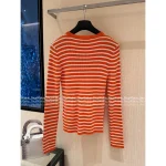 Dior 2025 Early Fall Collection 🍊 New Color: Orange Jacquard Letter Logo & Star Motif Round-Neck Striped Sweater - Image 9