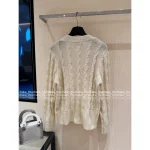 Dior 2025 Fall/Winter Collection 🌷 Round-Neck Floral Crochet Embroidery Letter Logo Wool Knit Cardigan for Women - Image 5