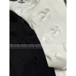 Chanel 2025 Early Fall Collection 🤍 Round Neck Frog Button Embroidery 3D Logo Ribbed Long Sleeve Knit Top - Image 5