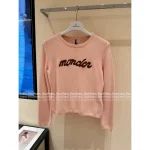 MONCLER 2025 Early Fall/Winter Collection Pink Series 🎀 Jacquard Letter Logo Round Neck Pullover - Wool/Cashmere Blend