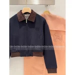 miumiu 2025 Early Fall Collection 🆕 Letter Logo Color-Block Corduroy Lapel Wool-Blend Cotton Coat for Women - Image 13