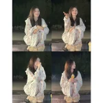 13DEMARZO X RON RON Niche Streetwear Brand 2025 Fall/Winter Collection 🐻 All-Over Bow Print & Bear Pattern Hooded Sweatshirt / Casual Joggers - Image 9