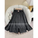 Prada 2025 Early Fall Collection ▶️ Belted Puff Skirt Slimming & Figure-Flattering ~ Black Recycled Nylon Fabric - Image 4