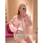 Louis Vuitton 2025 Early Fall Collection 🌸 Pharrell Williams Collaboration Celebrity Same Style Heavy Enzyme Wash Sakura Pink Lapel Denim Jacket - Image 16