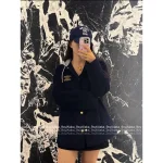 Celine 2025 Early Fall/Winter Collection ☑️ Hooded False Two-Piece Construction Embroidered Letter Logo Corduroy Quilted Cotton Coat - Image 6