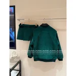 miumiu 2025 Early Fall/Winter Collection 🍏 Vintage Corduroy Green Pocket Lapel Bomber Jacket / Metal Belt Midi Skirt - Image 8