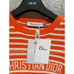 Dior 2025 Early Fall Collection 🍊 New Color: Orange Jacquard Letter Logo & Star Motif Round-Neck Striped Sweater - Image 8