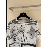 Chanel 25/26 Collection 🔍 Printed Coco Letter Logo Round-Neck Camellia Short-Sleeve T-Shirt for Women - Image 8
